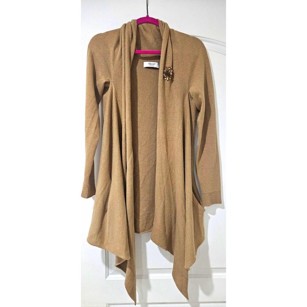 Blugirl Women’s Beige Knit Shawl Collar Open Front Long Sleeve Cardigan IT 42